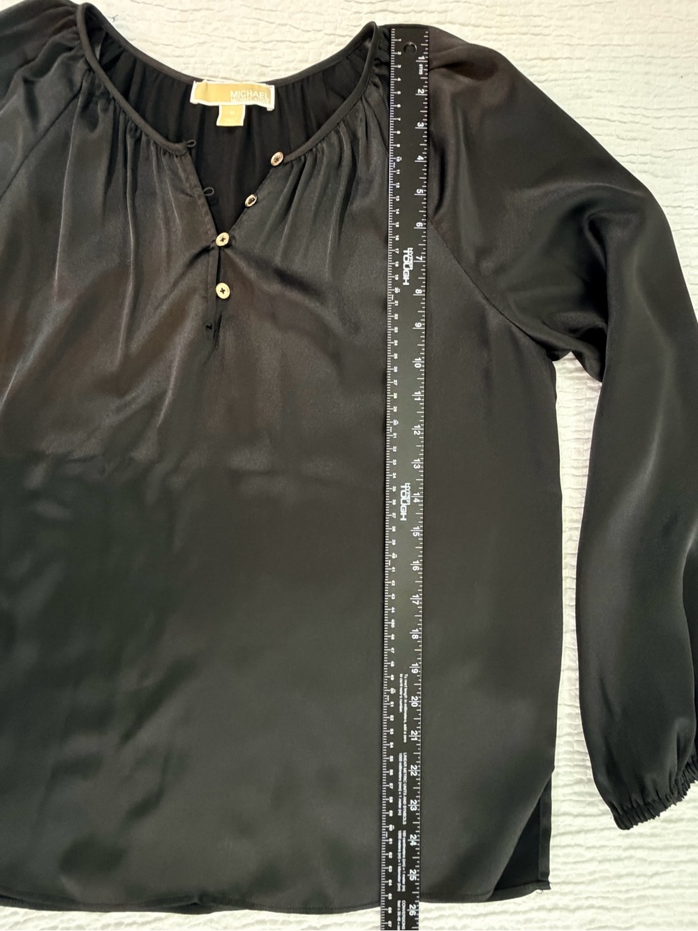 MICHAEL Michael Kors Black Satin Button-Front Blouse NWOT - Picture 9 of 10